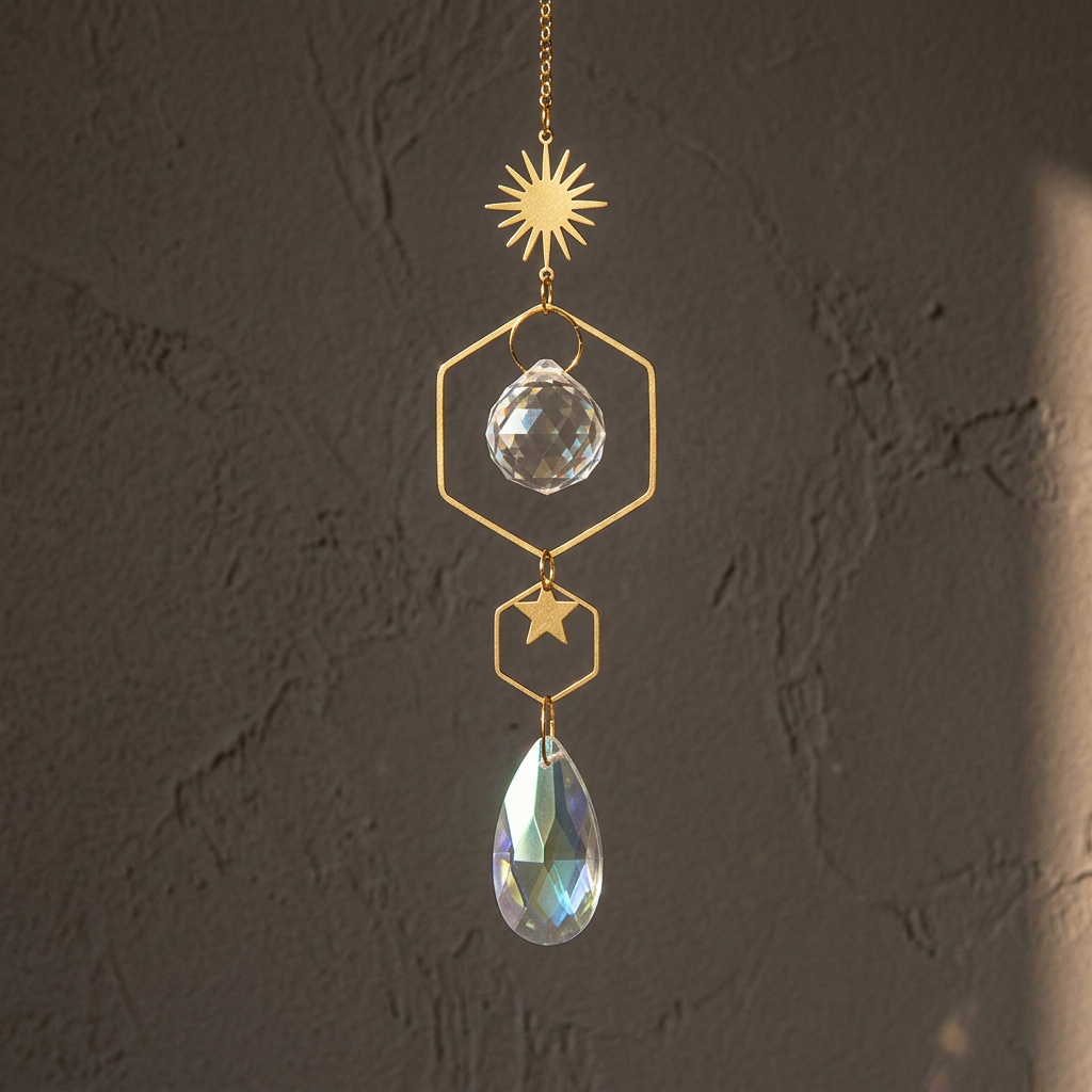 Teardrop suncatcher against charcoal