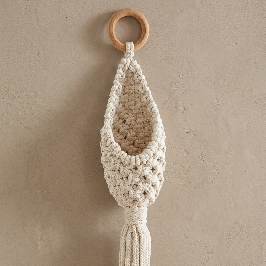 Two-pocket cream hanging design