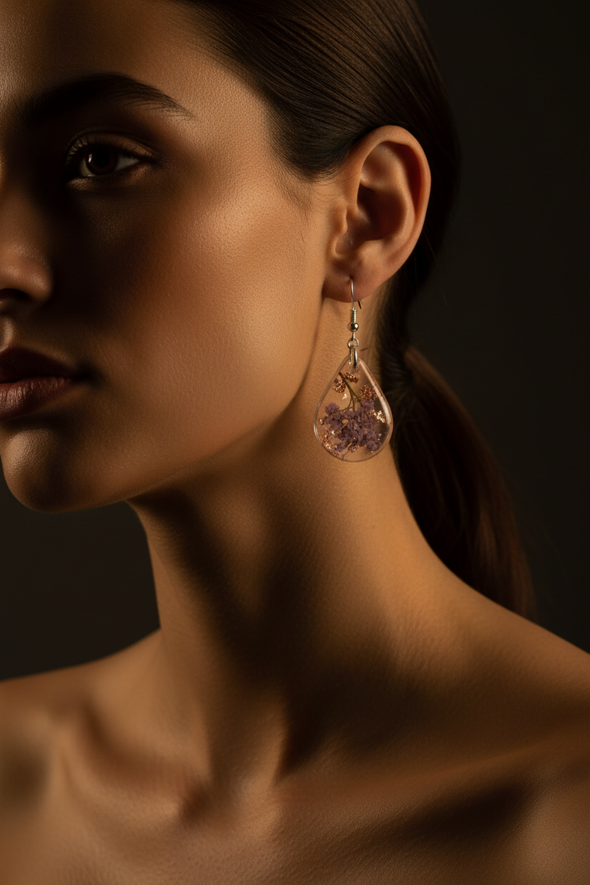 Warm Teardrop Earings - Model Shot