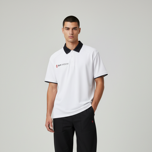White Contrast Polo Male Model