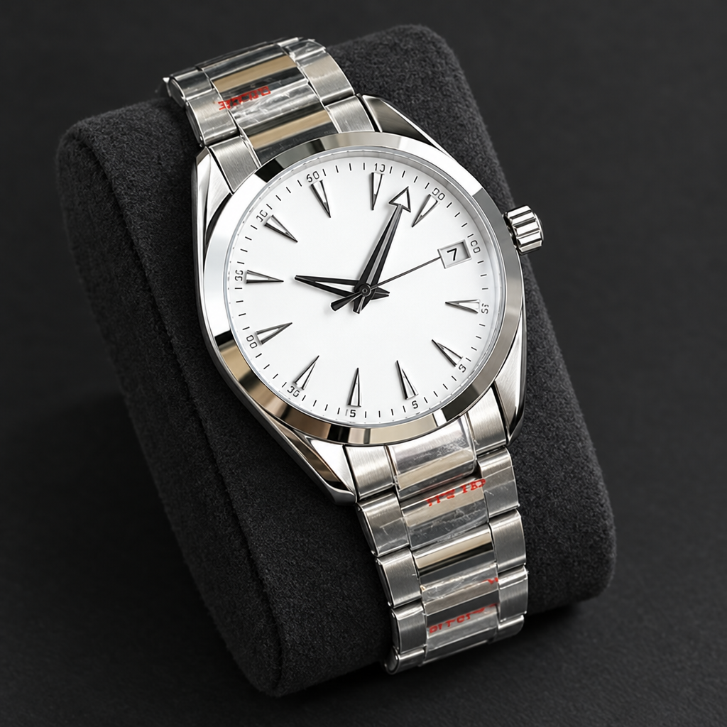 White-dial watch with dark hands