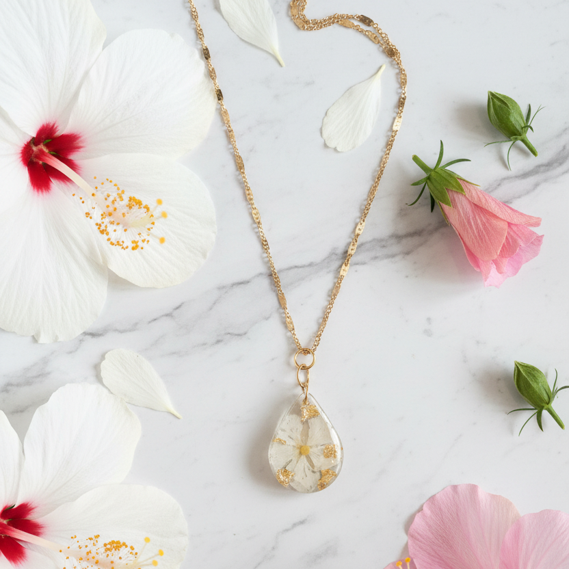 White Flower Teardrop — Aloha