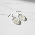 White Oval Earrings Marble