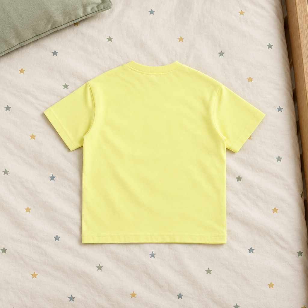 Yellow crewneck back on star bedding