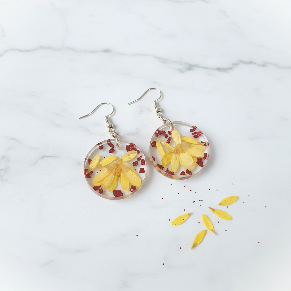 Yellow Daisy Resin Earrings
