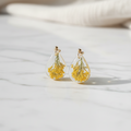 Yellow Teardrop Earrings Marble