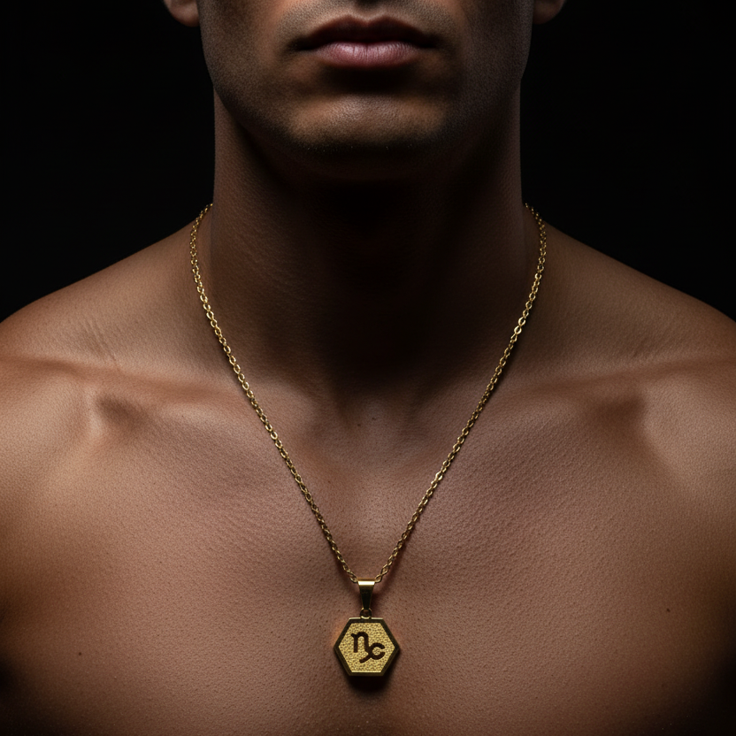 Zodiac Necklace Male Model - Capricorn